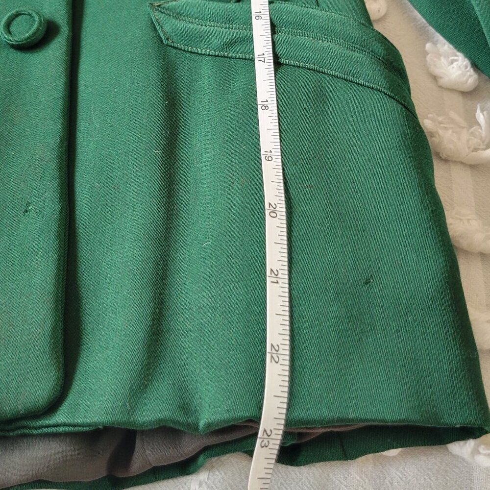 American Woolen Co Vintage 1940s Applique Blazer Emerald Green Rockabilly Pinup - Picture 9 of 11